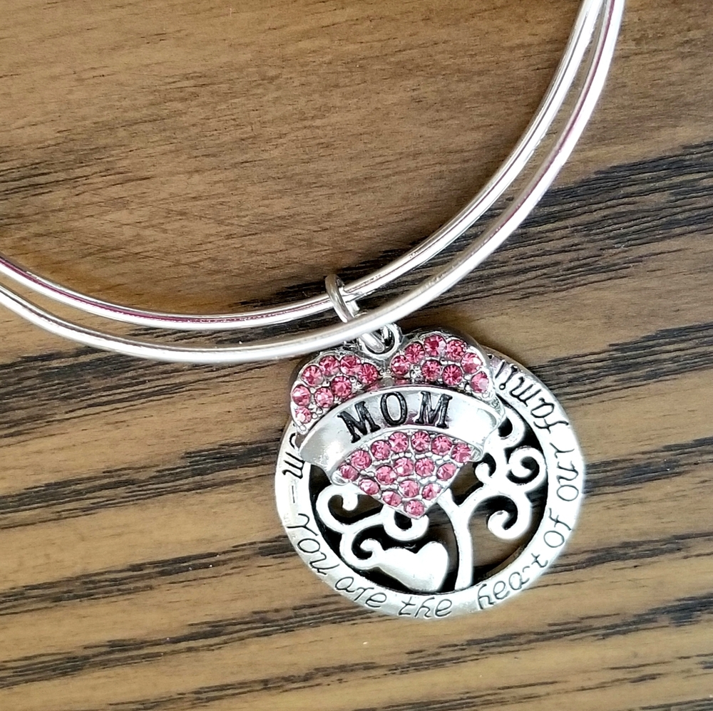 New MOM Charm Bracelet CZ Heart Mothers Day Gifts